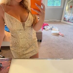 Gold Bodycon Sequin Beaded Dress